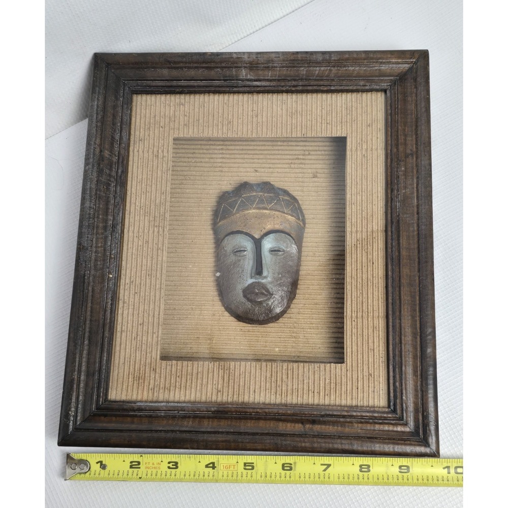 VTG Framed African-Style Tribal Mask Wall Art – Decorative Wall Hanging 11.5" - Picture 8 of 10